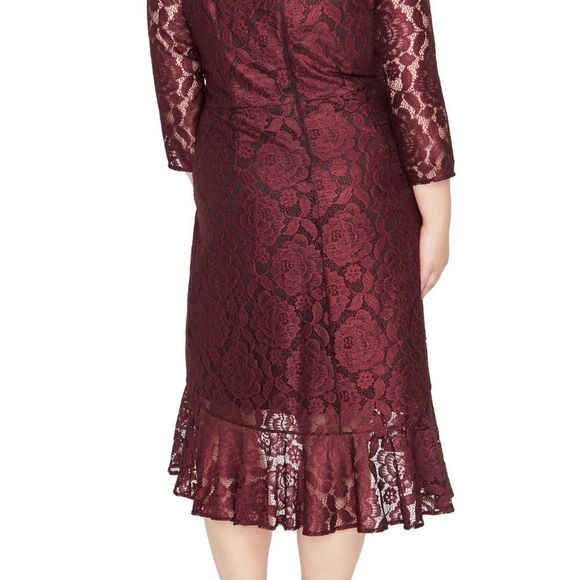 RACHEL Rachel Roy Parker Lace A-Line Scalloped Hem Ruffle Cocktail Dress - Picture 6 of 6